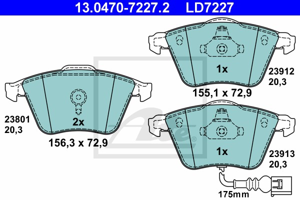 Sada brzdových platničiek kotúčovej brzdy CONTINENTAL TEVES (ATE) (13.0470-7227.2)