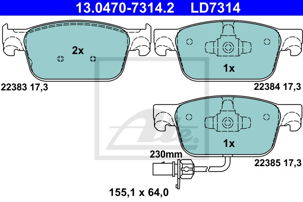 ATE Ceramic CONTINENTAL TEVES (ATE) (13.0470-7314.2)