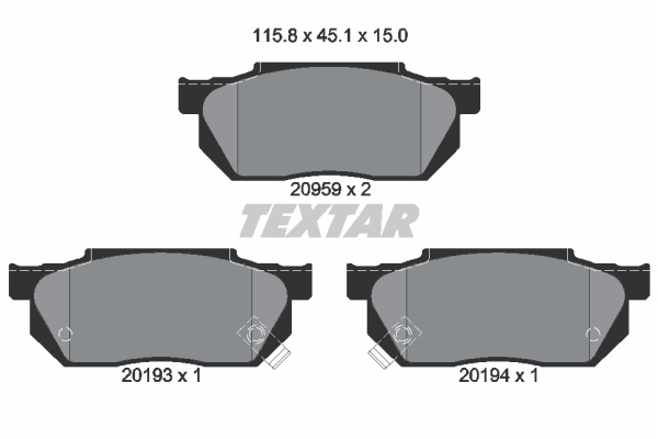 Sada brzdových platničiek kotúčovej brzdy TEXTAR (2095902)