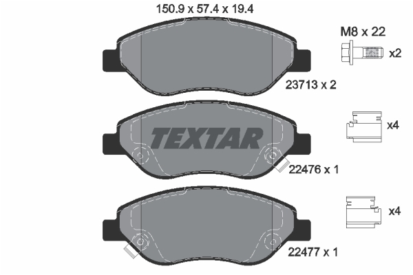 Sada brzdových platničiek kotúčovej brzdy TEXTAR (2247601)