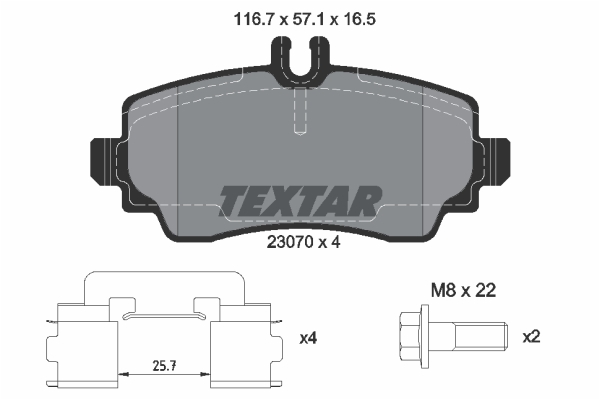 Sada brzdových platničiek kotúčovej brzdy TEXTAR (2307004)
