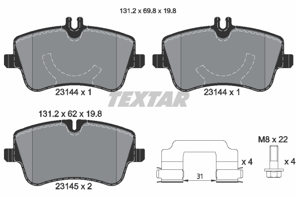 Sada brzdových platničiek kotúčovej brzdy TEXTAR (2314401)