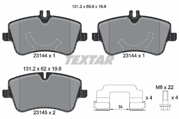 Sada brzdových platničiek kotúčovej brzdy TEXTAR (2314402)