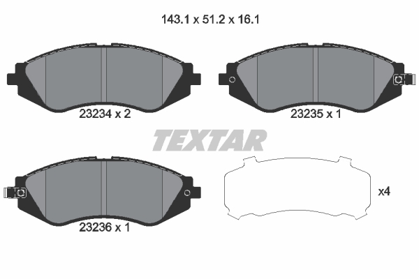 Sada brzdových platničiek kotúčovej brzdy TEXTAR (2323401)