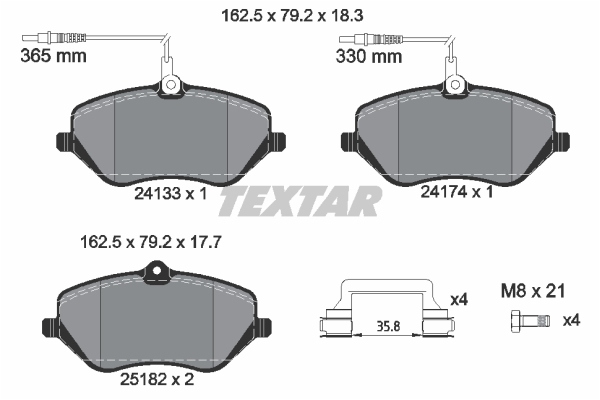 Sada brzdových platničiek kotúčovej brzdy TEXTAR (2413303)