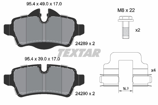 Sada brzdových platničiek kotúčovej brzdy TEXTAR (2428901)