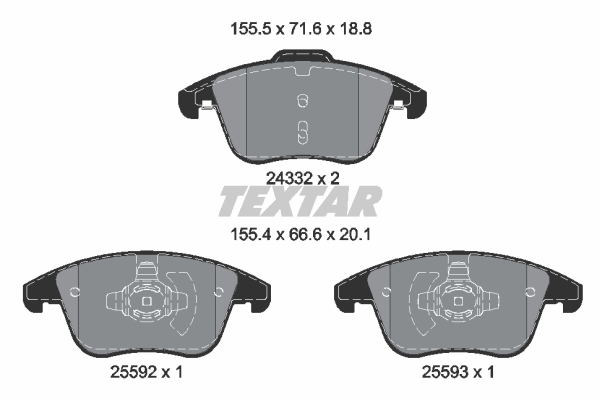 Sada brzdových platničiek kotúčovej brzdy TEXTAR (2433205)