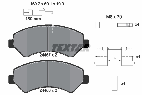 Sada brzdových platničiek kotúčovej brzdy TEXTAR (2446701)