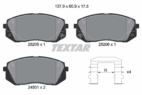 Sada brzdových platničiek kotúčovej brzdy TEXTAR (2520501)