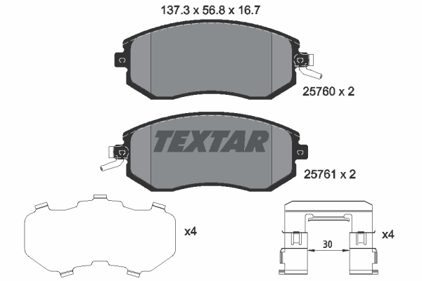 Sada brzdových platničiek kotúčovej brzdy TEXTAR (2576001)