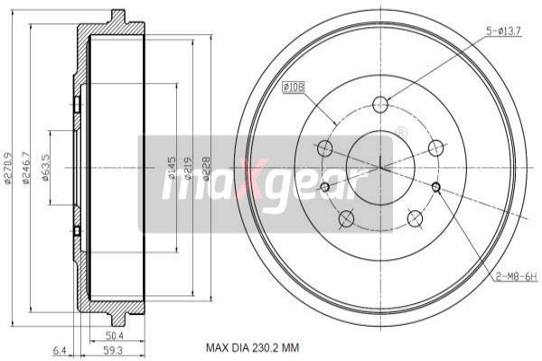 Brzdový bubon MAXGEAR (19-3205)